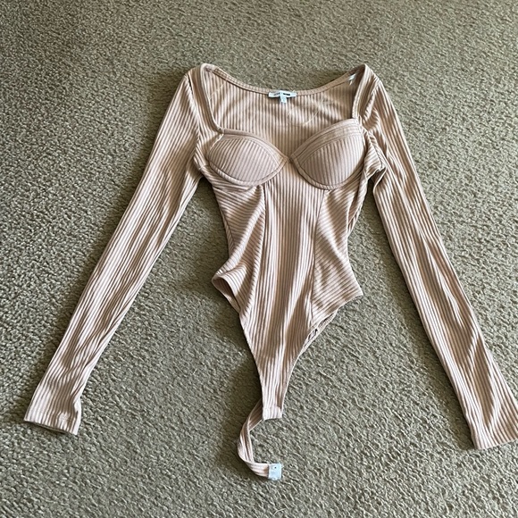 COPY - Fashion nova - Pauline Long sleeve Bodysuit (Beige) tagged zara for expo… - Picture 1 of 7